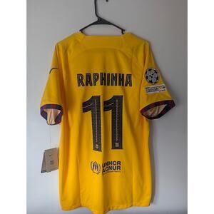 Barcelona Raphinha 2023/24 Fourth Jersey XL NWT UCL Fully Patched
